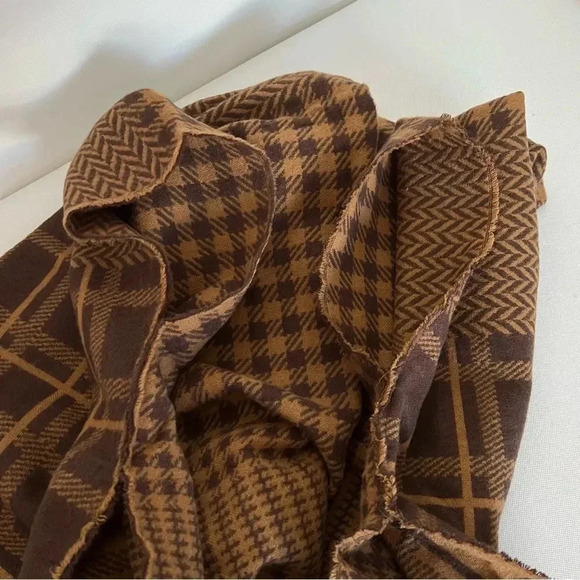 Steve Madden Plaid Kimono Ruana Reversible Brown Multi One Size Fits All - Picture 10 of 13